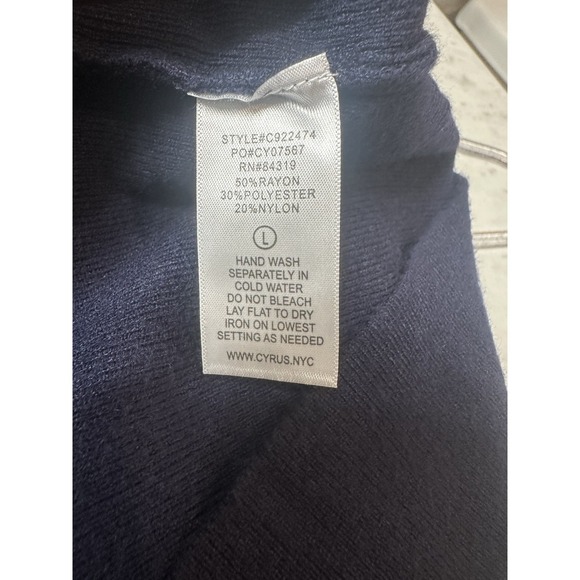 Cyrus Navy Soft Sweater Blazer Cardigan L Button Front Knit Workwear Minimalist - Picture 4 of 4